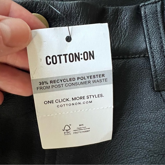 NWT Cotton On High Rise Arden Black Faux Leather Women Pants Size 6 - Picture 4 of 12